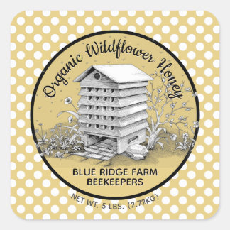 Rustige beehive Gold Polka Dot Honey Jar Stickers