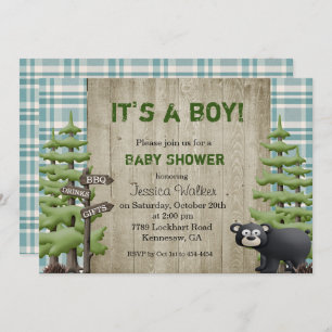 Rustige Beer Baby shower Invitation Boy Kaart