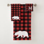 Rustige Beer Rood en zwart buffel Bad Handdoek (Insitu)