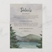 Rustige berg- en meer evergreen bruiloft informatiekaartje (Voorkant)