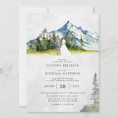 Rustige Berg Forest Evergreen Tree Wedding Kaart (Voorkant)