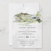 Rustige Berg Forest Evergreen Tree Wedding Kaart (Voorkant)