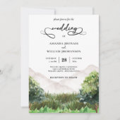Rustige Berg Forest Evergreen Tree Wedding Kaart (Voorkant)