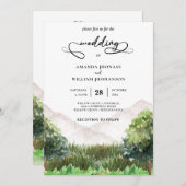 Rustige Berg Forest Evergreen Tree Wedding Kaart (Voorkant / Achterkant)