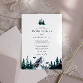 Rustige Berg Forest Evergreen Tree Wedding Kaart