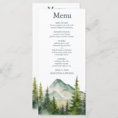 Rustige Berg Forest Evergreen Tree Wedding Menu (Voorkant / Achterkant)