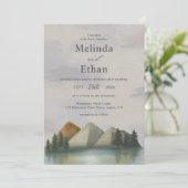 Rustige Berg & Meer Evergroene Trouw Kaart (Staand voorkant)