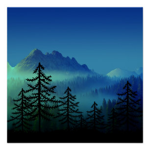RUSTIGE BERG MIDNACHT BOS PERFECT POSTER