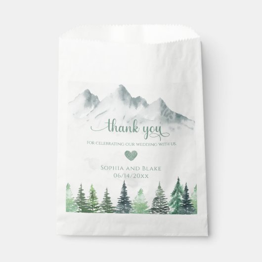 Rustige bergen en bosbruiloft-oortzakken bedankzakje (Voorkant)