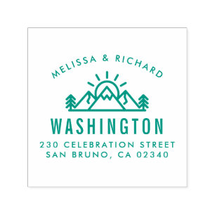 Rustige bergen en Pine Forest Return-adres Zelfinktende Stempel