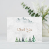 Rustige bergen en Waterverf-bruiloft Bedankkaart (Staand voorkant)