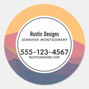 Rustige bergen Geometric Minimalist Business Ronde Sticker