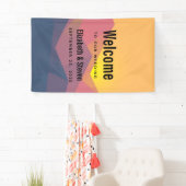 Rustige bergen Geometrische minimalistische bruilo Spandoek (Insitu)