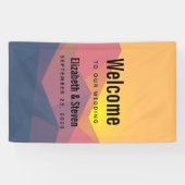 Rustige bergen Geometrische minimalistische bruilo Spandoek (Horizontaal)