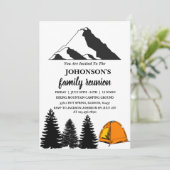 Rustige bergen Pine Camping Family Reunion Kaart (Staand voorkant)