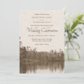 rustige bergmeer landschap bruiloft kaart (Staand voorkant)