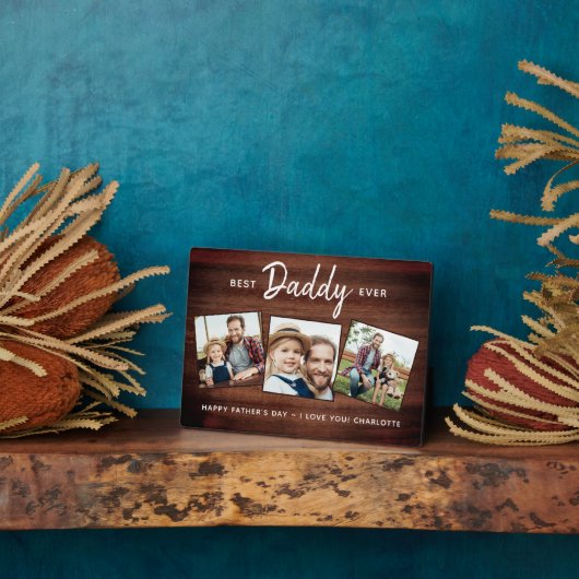 Rustige, beste DADDY, ooit aangepast 3 Foto-Vaderd Fotoplaat (Zijkant)