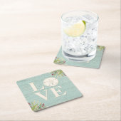 Rustige beukendollar vierkante kartonnen onderzetter (Insitu)