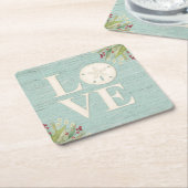 Rustige beukendollar vierkante kartonnen onderzetter (Schuin)