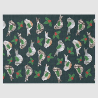Rustige Birch Bark Birds Red Holly Berry Kerstmis Tissuepapier