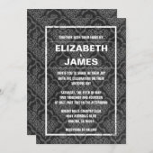Rustige Black Damask Wedding Invitations Kaart (Voorkant / Achterkant)