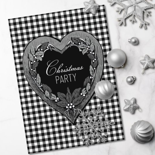 Rustige Black White Heart-kerstfeest Kaart