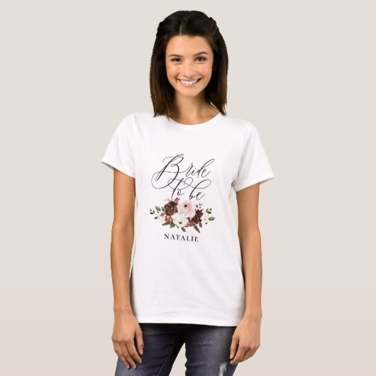 Rustige bladeren en floraalbruid t-shirt (Voorkant volledig)