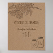 Rustige bladeren | Mason Jar | Heart Wedding Poster (Voorkant)