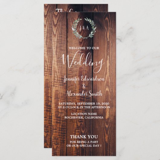 Rustige bladeren op het huwelijksprogramma voor sc programma (Voorkant / Achterkant)