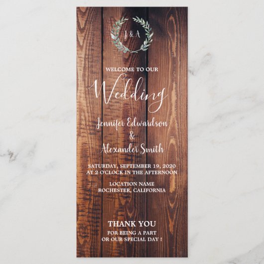 Rustige bladeren op het huwelijksprogramma voor sc programma (Voorkant)