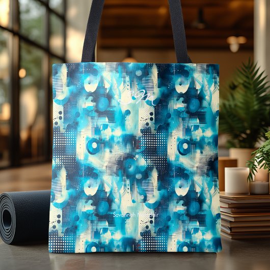 Rustige blauwe Abstracte gepersonaliseerde Canvas Draagtas