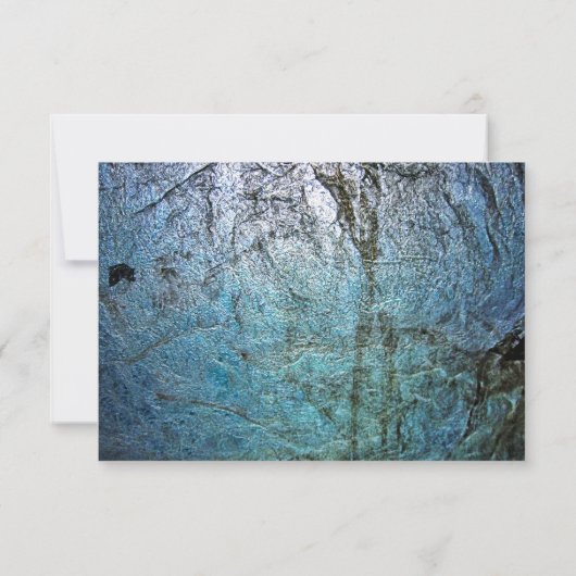 Rustige blauwe abstracte uitnodiging, Blauw sinaas Kaart (Achterkant)