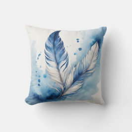 Rustige blauwe en witte veren kussen