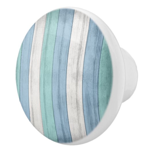 Rustige Blauwe Nautical Beach Houstripes Keramische Knop (Rechts)