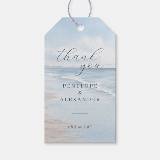 Rustige Blauwe Strandgolven Cadeaulabel (Voorkant)