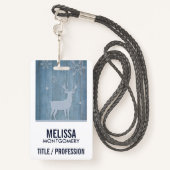 Rustige Blauwe Wood Reindeer Country Kerstmis Badge (Achterkant met draagriem)