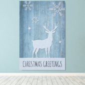 Rustige Blauwe Wood Reindeer Country Kerstmis Canvas Afdruk (Insitu (Houten vloer))