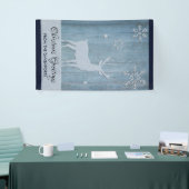 Rustige Blauwe Wood Reindeer Country Kerstmis Spandoek (Beurs)