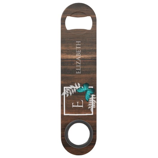 Rustige Blauwgroen Butterfly-toets - Aangepaste ba Speed Flessenopener (Voorkant)