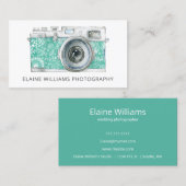 Rustige Blauwgroen  camera fotograaf Business C Visitekaartje (Voorkant / Achterkant)
