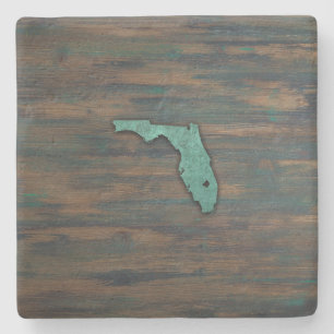 Rustige Blauwgroen Florida-vorm Stenen Onderzetter