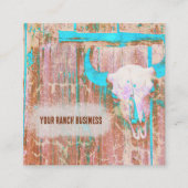 Rustige Blauwgroen gegraveerde textuur Westerne sc Vierkante Visitekaartje (Voorkant)