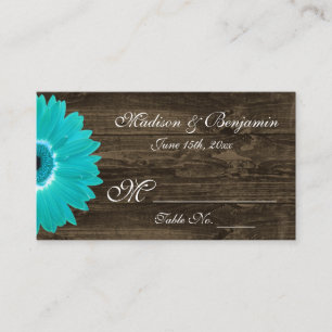 Rustige Blauwgroen Gerber Daisy Wedding Place Kaar Plaatskaartje