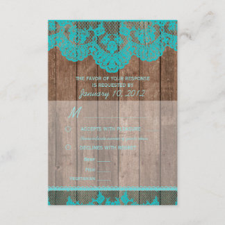 Rustige Blauwgroen kant en RSVP van hout met maalt