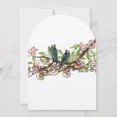 Rustige  Blauwgroen Vogelroze Bloom Wedding Invite Kaart (Voorkant)