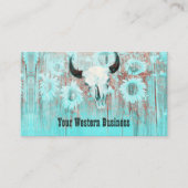 Rustige Blauwgroen Westerne bull Sull Sunflower op Visitekaartje (Voorkant)