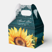 Rustige Blauwgroen Wood Sunflower Wedding Favor Bo Bedankdoosjes (Achterkant)