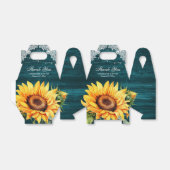 Rustige Blauwgroen Wood Sunflower Wedding Favor Bo Bedankdoosjes (Uitgevouwen)
