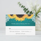 Rustige Blauwgroen zonnebloempitten met RSVP-kaart RSVP Kaartje (Staand voorkant)