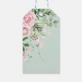 Rustige bleekroze tuinbouillon botanische bladeren cadeaulabel (Achterkant)